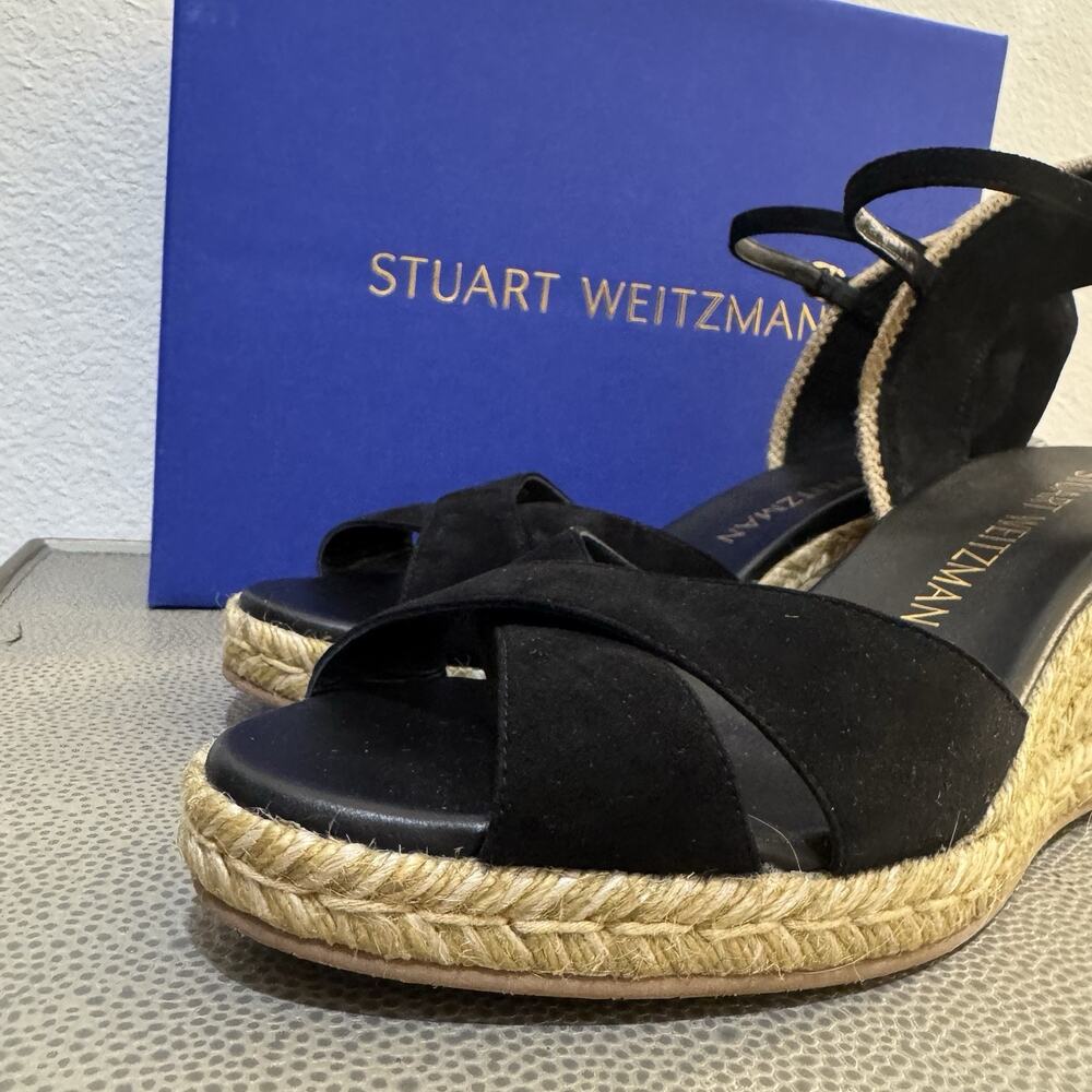 Stuart Weitzman Mirela II Espadrille Wedge Black Size 11 - Picture 9 of 16